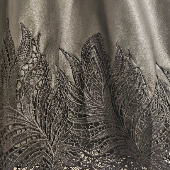 Reiss Black Leather and Lace Pencil Skirt - Picture 3 of 4